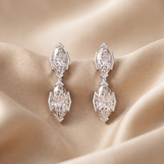 1.6 CT Two Stone Marquise Diamond Drop Earrings
