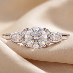 1.16 CT Round Diamond Marquise Accent Ring