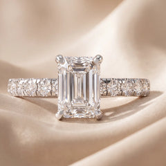 2.89 CT Emerald-cut Diamond Pavé Ring