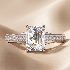 2.35 CT Emerald-cut Diamond Channel Pavé Ring