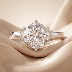 3.18 CT Round Diamond Accent Ring