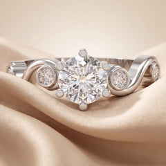 1.18 CT Round Diamond Accent Ring