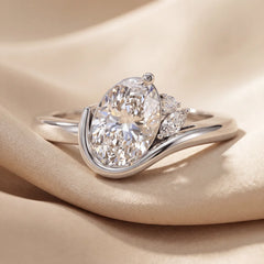 1.04 CT Oval Diamond Accent Ring