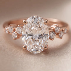 1.83 CT Oval Solitaire Side Stone Diamond Ring