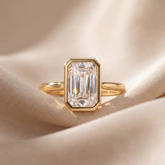 3.29 CT Emerald-cut Diamond Bezel Hidden Halo Ring