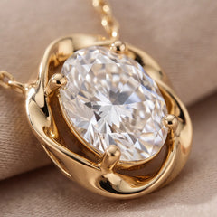 1 CT Oval Diamond Twisted Frame Solitaire Pendant
