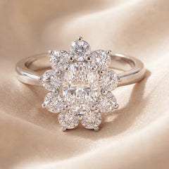 2.13 CT Oval Diamond Floral Halo Ring