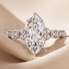 1.64 CT Marquise Side Diamond Ring