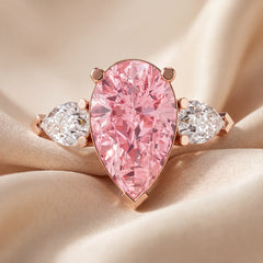 4.01 CT Pear Pink Diamond Three Stone Ring