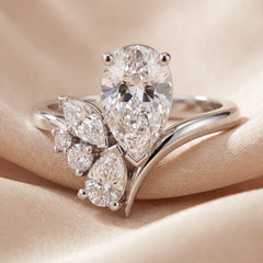 2.61 CT Marquise & Pear Cluster Diamond Ring