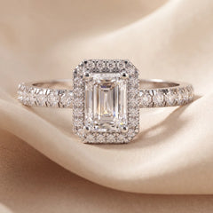 1.40 CT Emerald-cut Diamond Halo Ring
