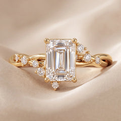 2.16 CT Emerald-cut Diamond Accent Ring