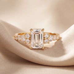 1.34 CT Emerald-cut Diamond Solitaire Side Stone Ring
