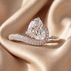 2.25 CT Heart Diamond Pavé Wave Bypass Ring