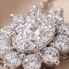 2.13 CT Oval Diamond Round Halo Pendant
