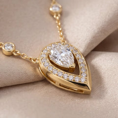 0.86 CT Pear Diamond Halo Pendant