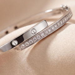 0.53 CT Diamond Screw-Motif Bypass Bangle Bracelet