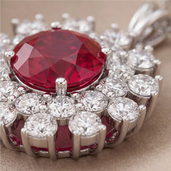 4.42 CT Ruby & Diamond Halo Pendant