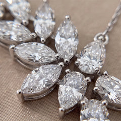 3 CT Marquise & Pear Diamond Leaf Pendant