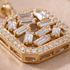 2.99 CT Baguette & Round Diamond Octagon Pendant