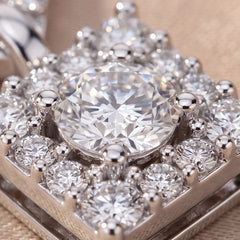 0.29 CT Round Diamond Square Halo V-Bar Pendant