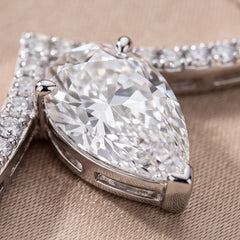 2.55 CT Pear & Round Diamond V Necklace