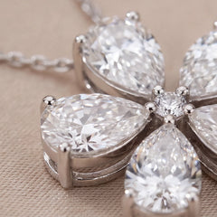 3.24 CT Pear Diamond Flower Pendant