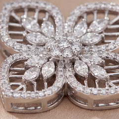 1.20 CT Marquise & Round Diamond Floral Pendant