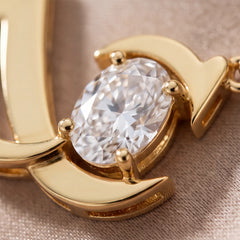 1 CT Oval Diamond Solitaire Abstract Chain Pendant