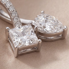 2.11 CT Pear & Princess Cut Diamond Toi Et Moi Pendant