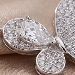 1.28 CT Pear & Round Diamond Butterfly Floral Station Necklace