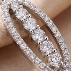 0.63 CT Round Diamond Elongated Oval Halo Pendant