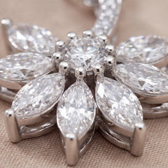 1.11 CT Marquise & Round Diamond Floral Burst Pendant