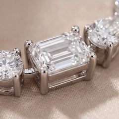 1.90 CT Multi Shape Diamond Five Stone Bar Necklace