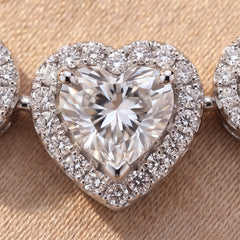 1.11 CT Multi Shape Diamond Halo Bar Necklace