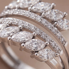 1.19 CT Round & Marquise Diamond Leaf Bypass Ring