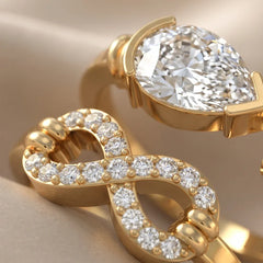 0.89 CT Pear Diamond Infinity Chain Link Bypass Ring