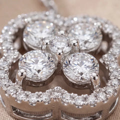 1.03 CT Round Diamond Clover Halo Station Pendant