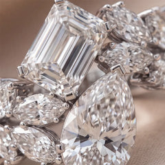 9.16 CT Multi Shape Diamond Cluster Cocktail Ring