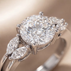 2.28 CT Round & Marquise Diamond Solitaire Ring