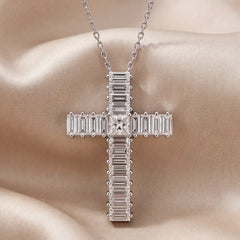 2.45 CT Baguette Diamond Cross Chain Pendant