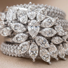 3.28 CT Marquise, Pear & Round Diamond Flower Cluster Ring