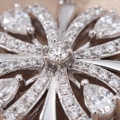 0.96 CT Round & Pear Diamond Floral Chain Necklace