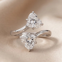 1.45 CT Heart Diamond Toi et Moi Bypass Ring