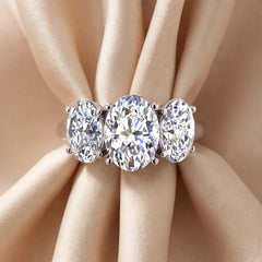 7 CT Oval Three Stone Ring
