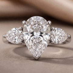 3 CT Pear Three Stone Ring