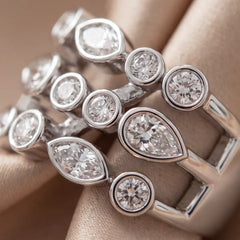 1.12 CT Multi Shape Diamond Three Row Bezel Ring