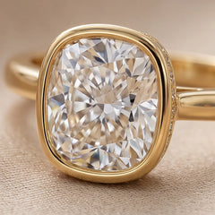 1.62 CT Cushion-cut & Round Diamond Bezel Solitaire Ring