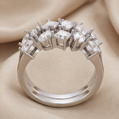 1.38 CT Princess-cut & Pear Diamond Double Row Ring
