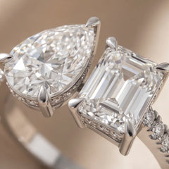 2.36 CT Emerald-cut & Pear Diamond Toi et Moi Ring